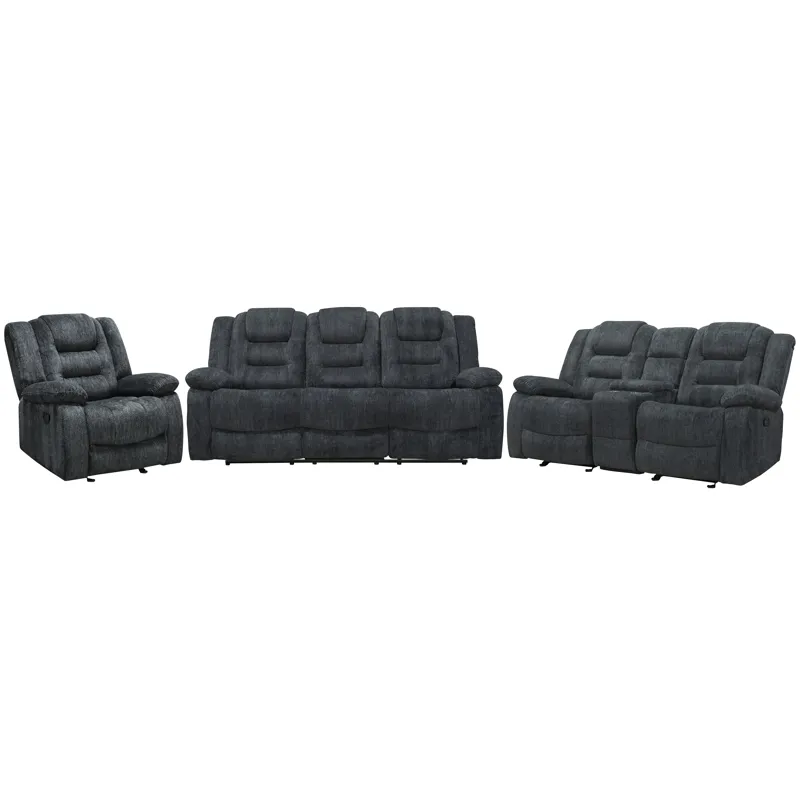 Bolton Misty Storm Manual Reclining Sofa Loveseat and Recliner