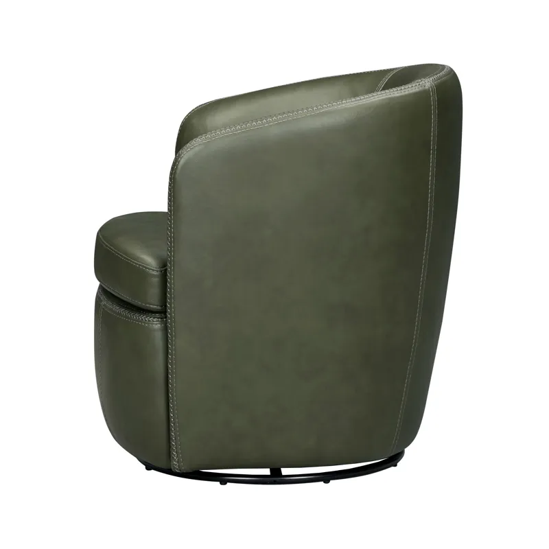 Barolo Lyric Sage 100% Italian Leather Swivel Club Chair Two Pack