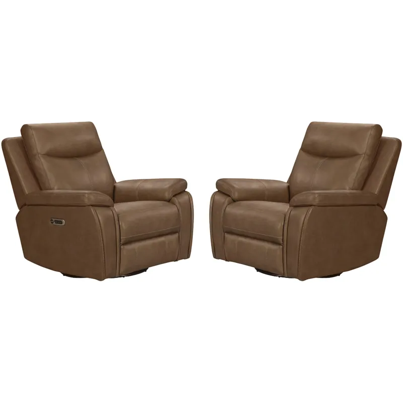 Veracruz Vintage Tan Power Swivel Glider Recliner P2 Two Pack
