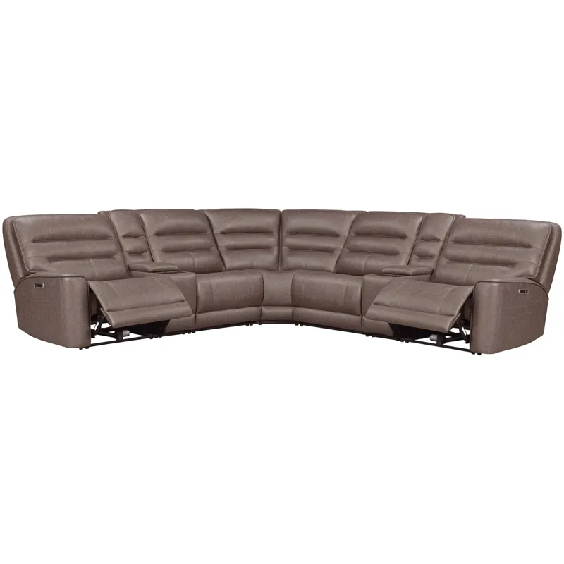 Lawson Sydney Brunette 7 Piece Modular Zero Gravity Power Reclining Sectional with Adjustable Headrests