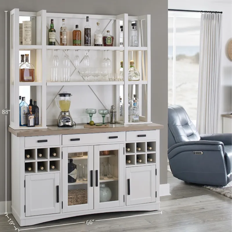 Americana Modern Dining 66 inch Buffet and Hutch with Quartz Insert