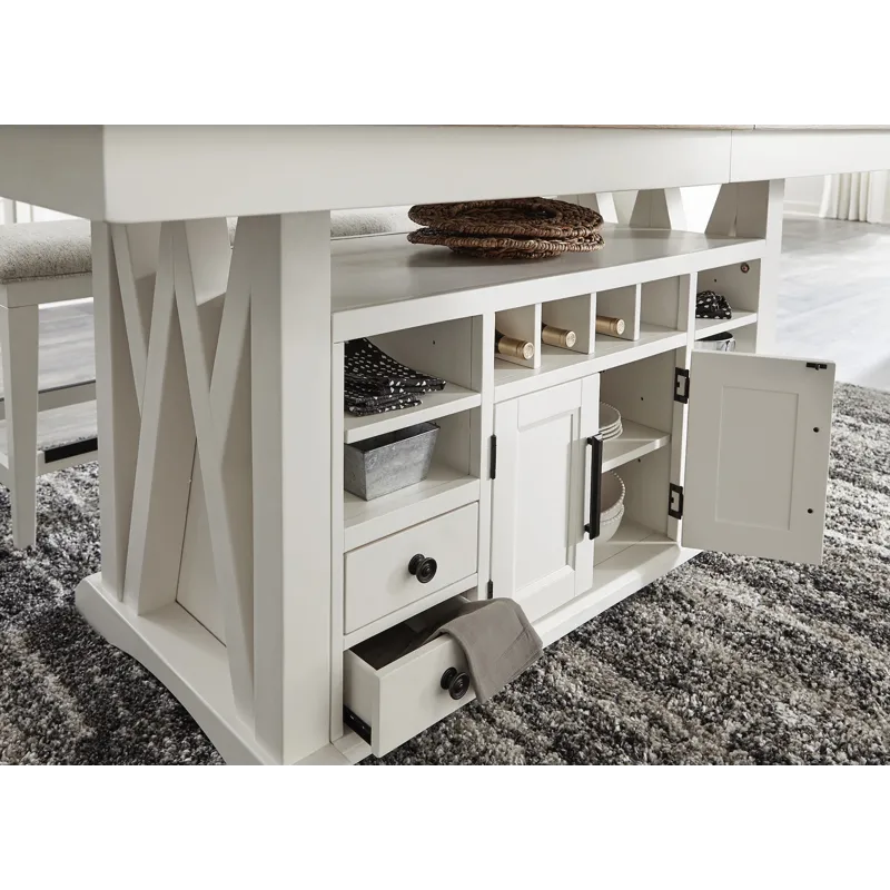 Americana Modern Dining 72 inch Island Counter Height Extendable Dining Table