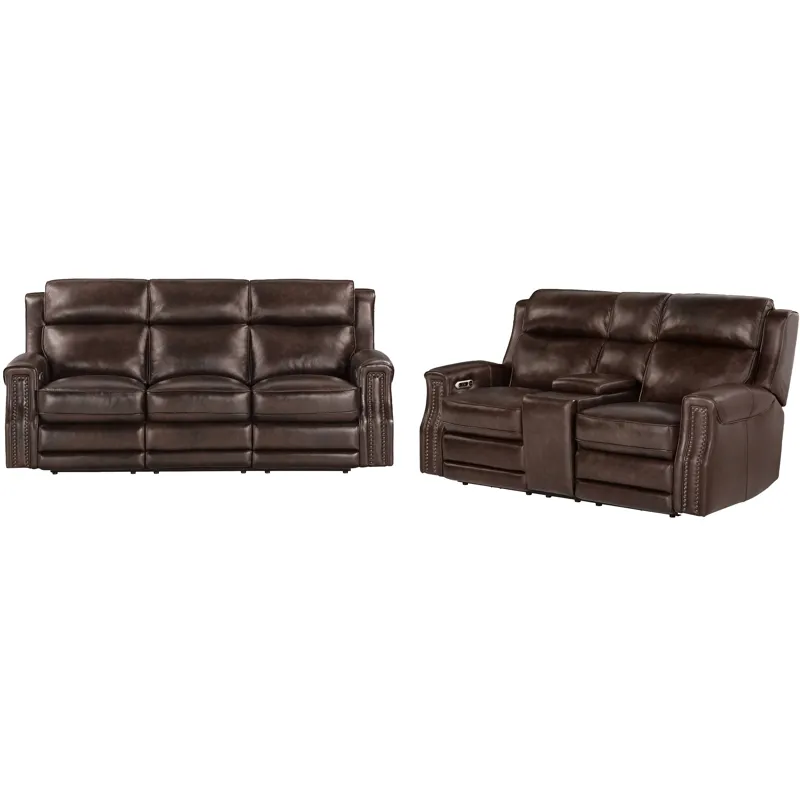 Hensley Smooth Espresso Power Reclining Sofa and Loveseat