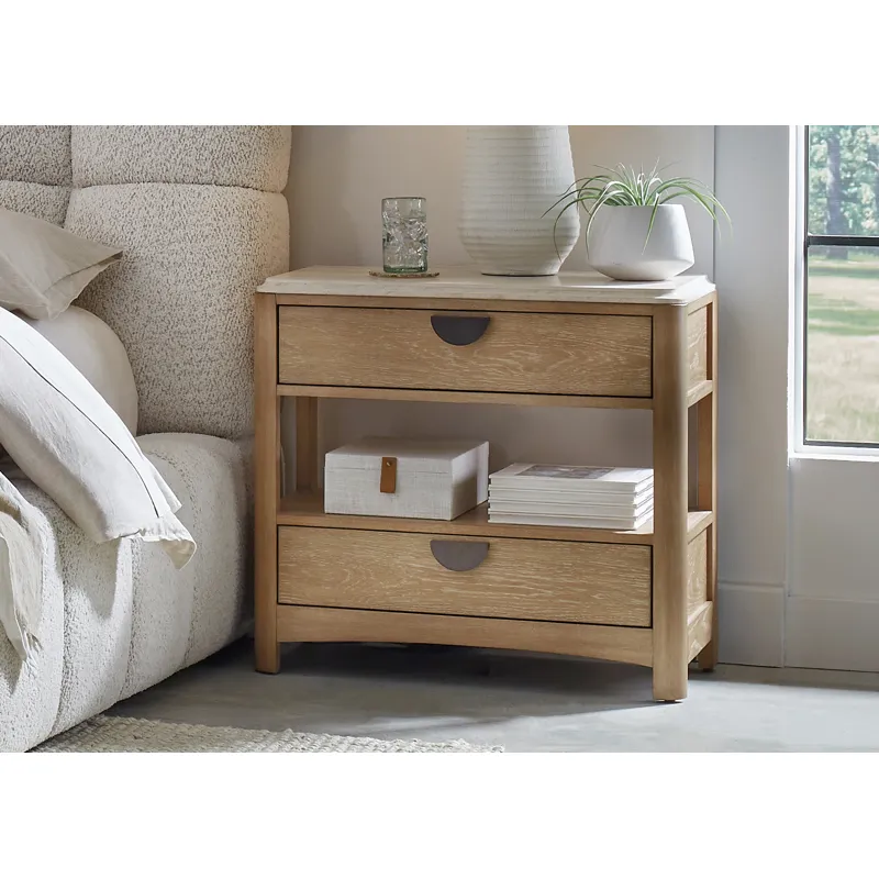 Escape Bedroom King Upholstered Bed 2 Nightstands Dresser with Mirror and Chest