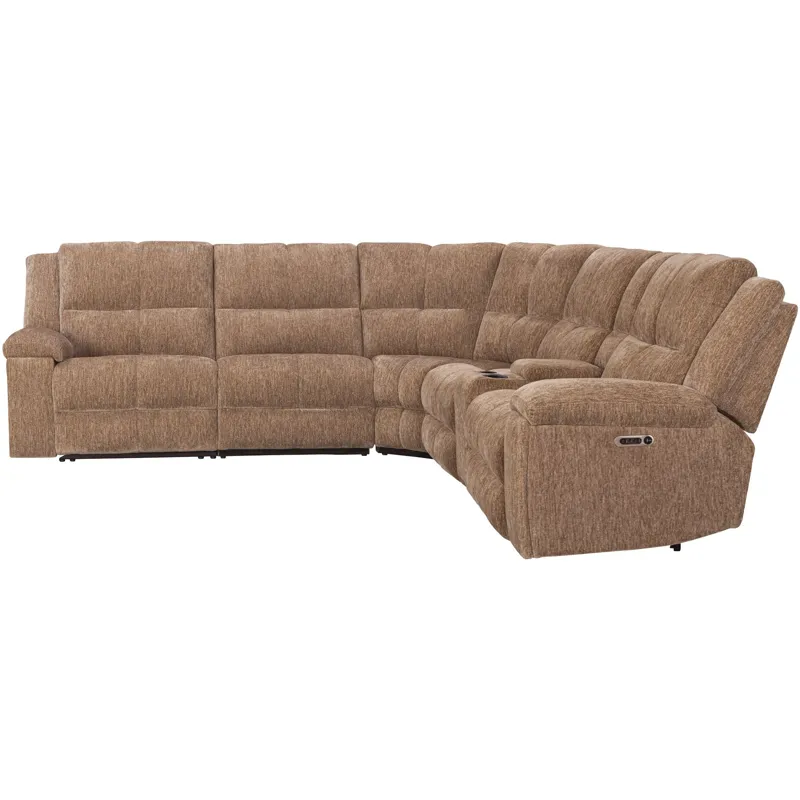 Bronco Plush Tobacco 6 Piece Modular Zero Gravity Power Reclining Sectional with Power Adjustable Headrests
