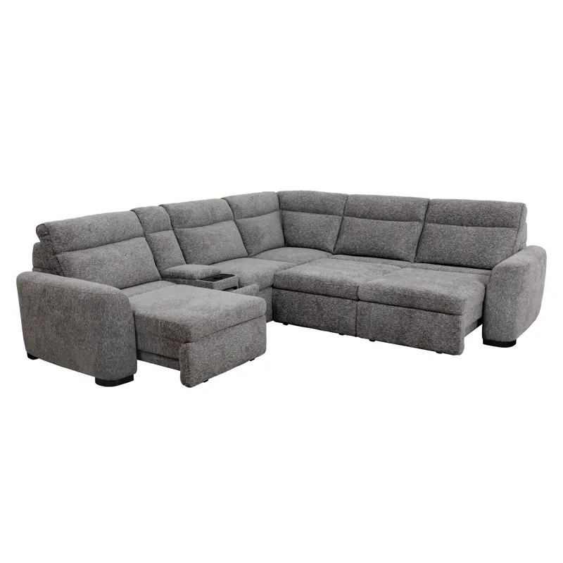 Kline Nightfall 6 Piece Power Sliding Sectional with Extension Footrests