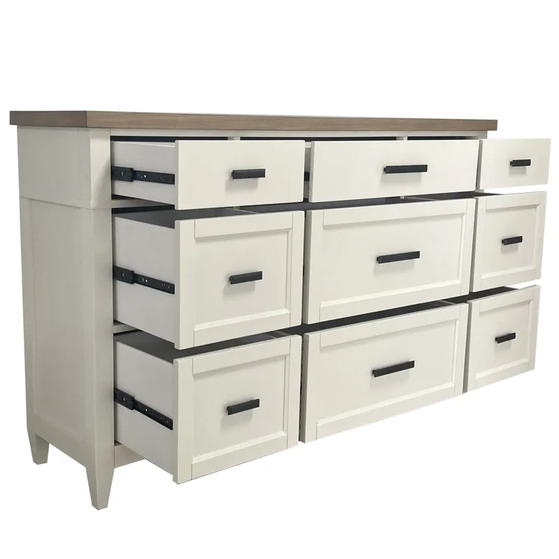 Americana Modern Bedroom King Platform Bed 2 Nightstands and Dresser with Mirror