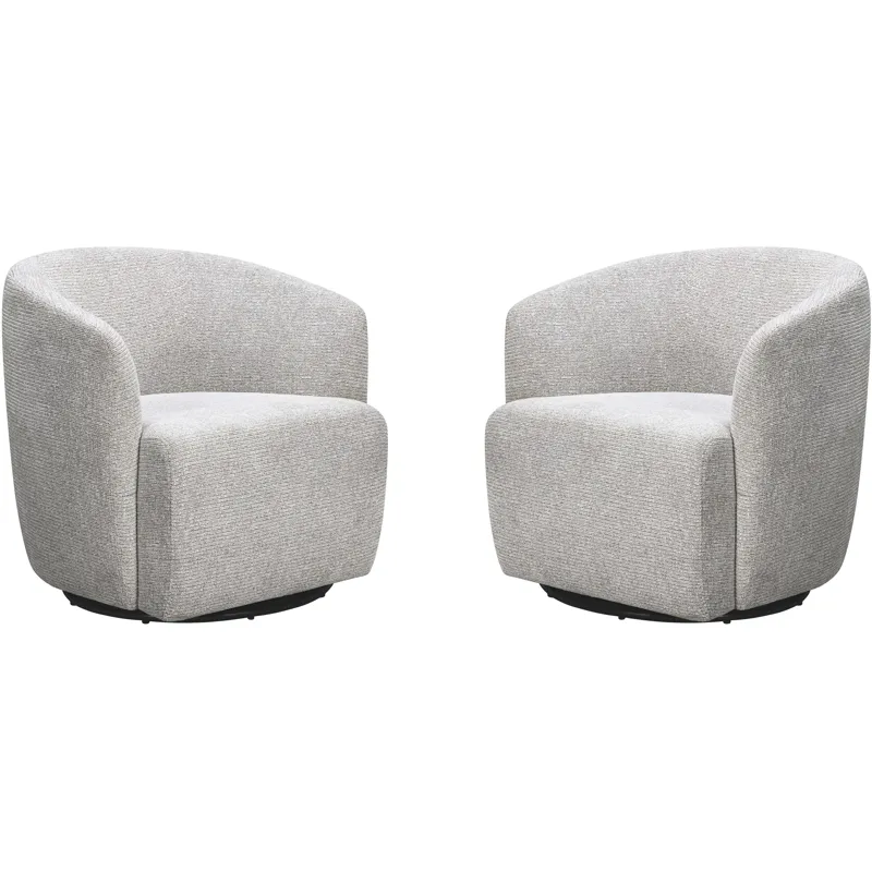 Mingle Thatch Grey Swivel Glider Accent Chair Two Pack