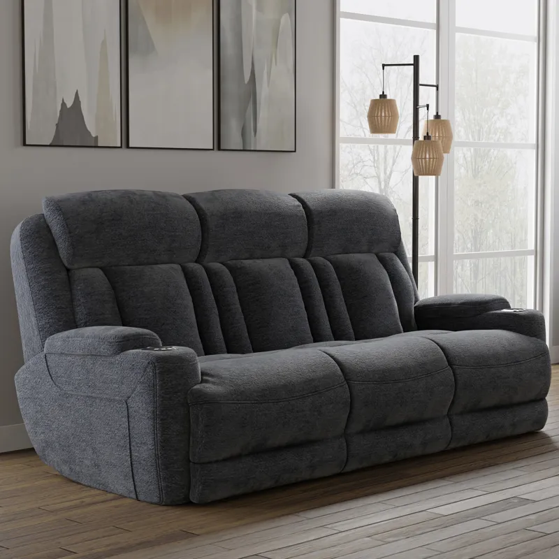 Dalton Lucky Charcoal Power Reclining Sofa Loveseat and Recliner