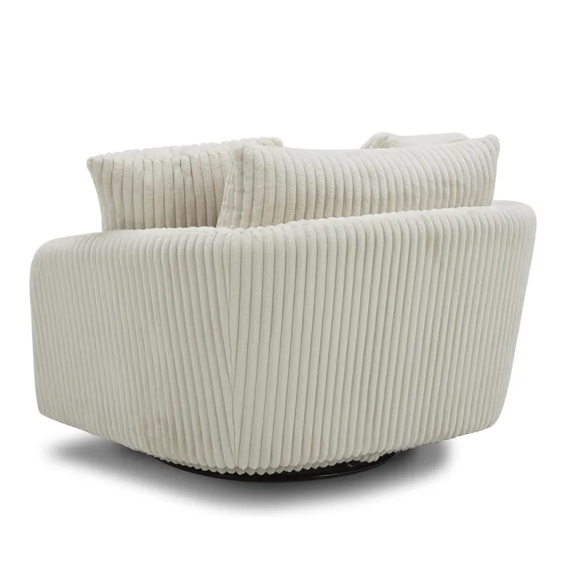 Boomer Mega Ivory Large Swivel Chair with 2 Toss Pillows Two Pack