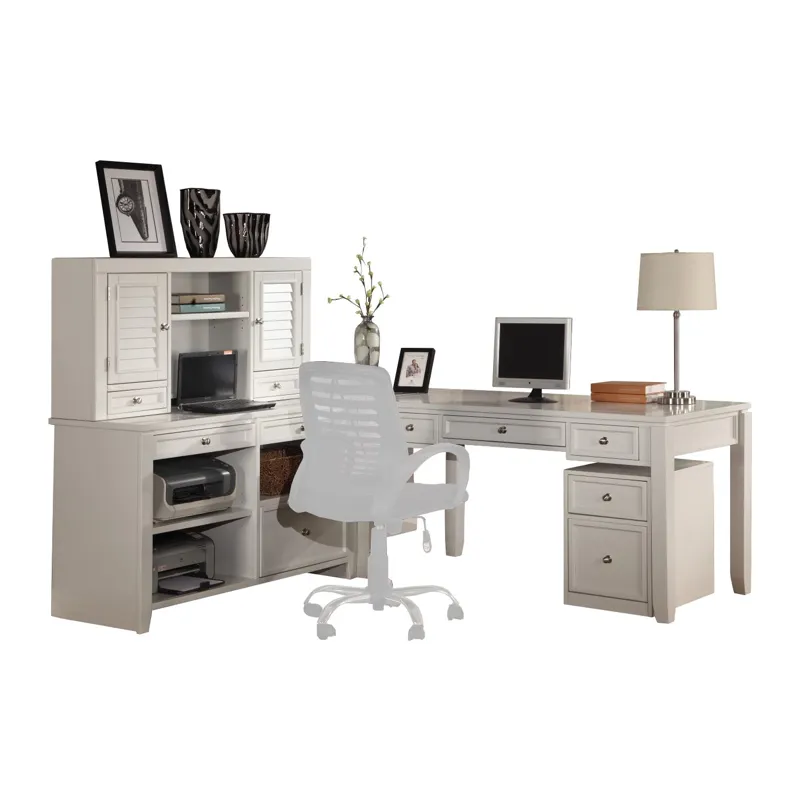 Boca L Shape Desk with File Credenza and Hutch