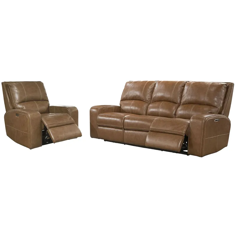 Swift Bourbon Power Reclining Sofa and Recliner