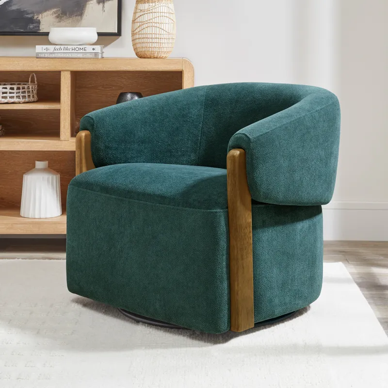 Finley Island Teal Swivel Accent Chair Two Pack