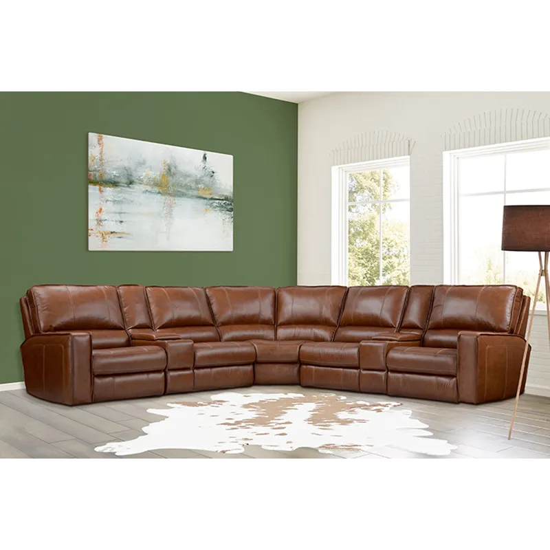 Rockford Verona Saddle 7 Piece Modular Power Reclining Sectional with Power Adjustable Headrests