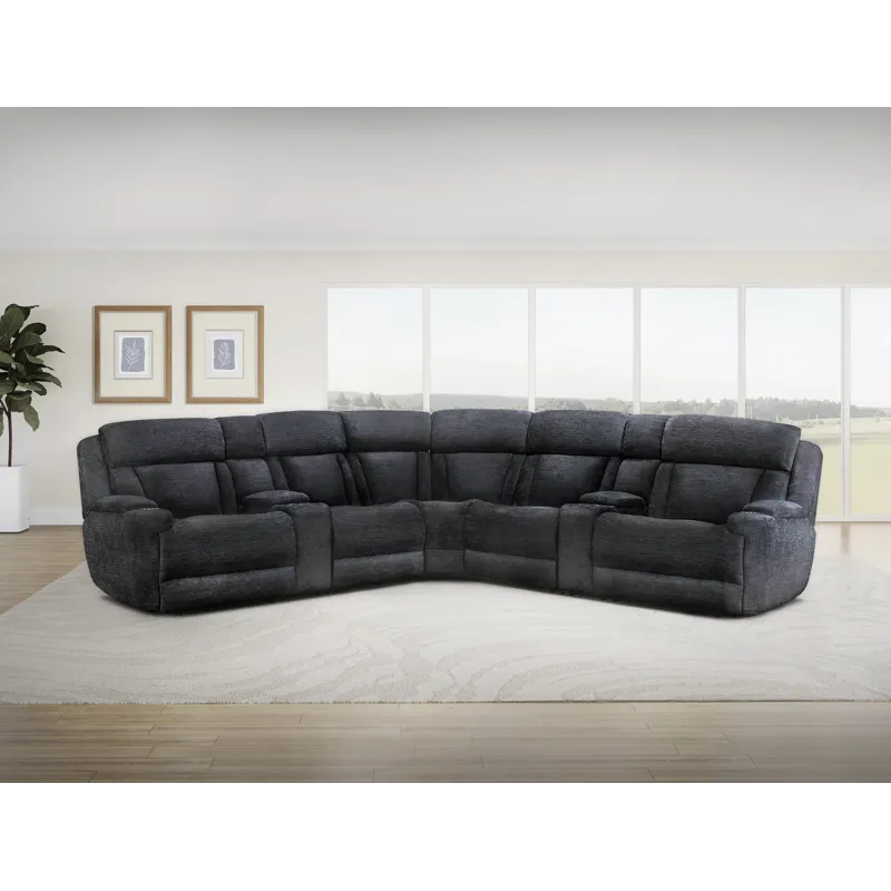 Dalton Lucky Charcoal 7 Piece Modular Power Reclining Sectional with Power Adjustable Headrests