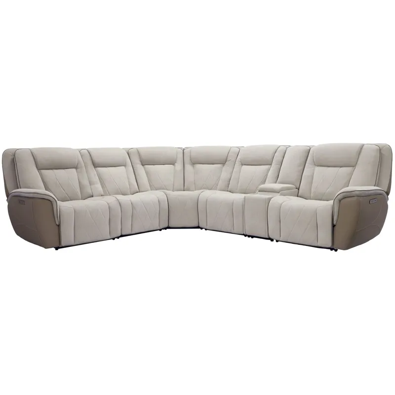 Ian Luxe Mocha 6 Piece Modular Zero Gravity Power Reclining Sectional
