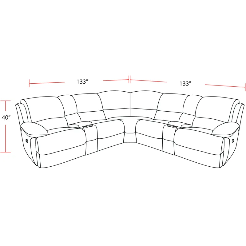 Spartacus Oyster 7 Piece Modular Power Reclining Sectional with Power Adjustable Headrests