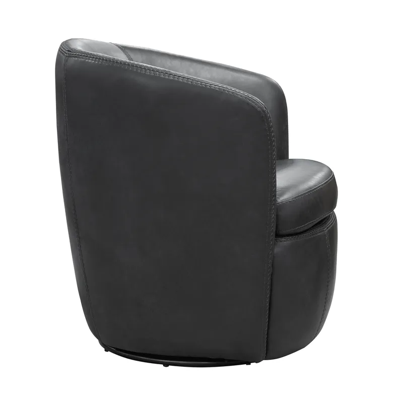 Barolo Vintage Slate 100% Italian Leather Swivel Club Chair Two Pack