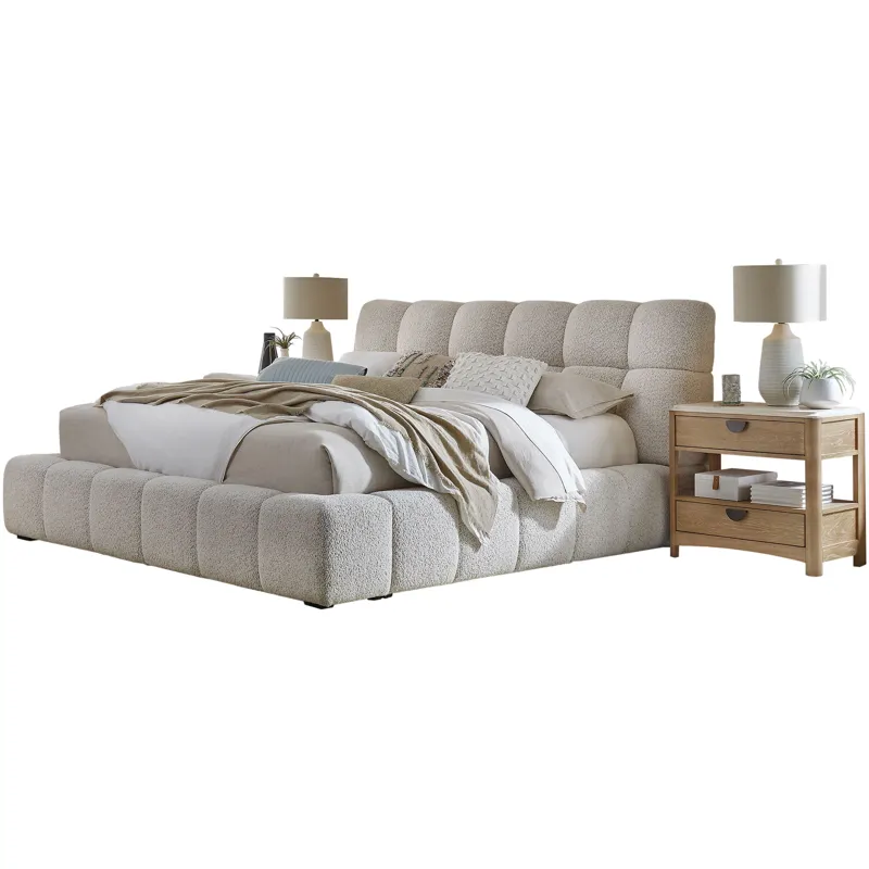 Escape Bedroom King Upholstered Bed with 2 Nightstands