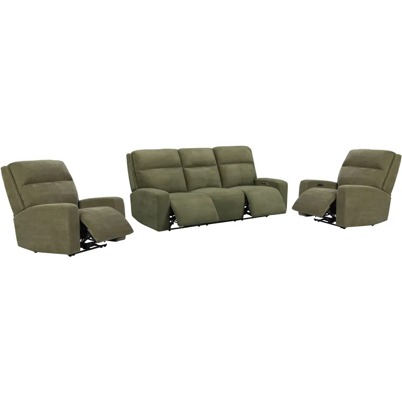 Traxton Jasper Moss Power Zero Gravity Sofa and 2 Recliners