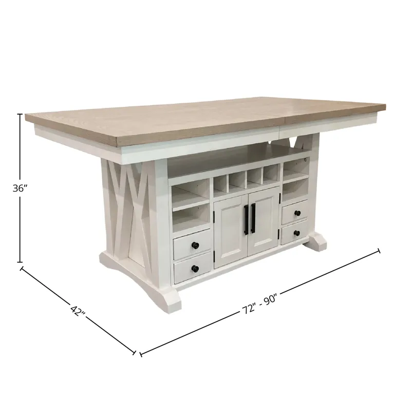 Americana Modern Dining 72 inch Island Counter Height Extendable Dining Table