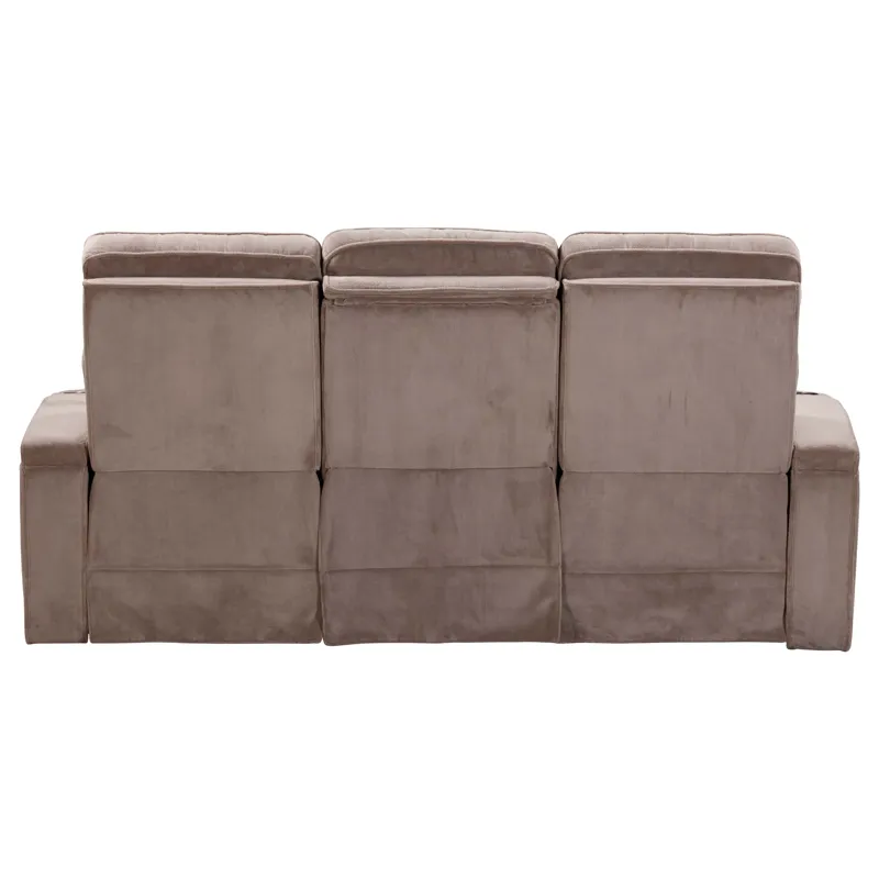 Equinox Mushroom Power Reclining Sofa with Drop Down Table