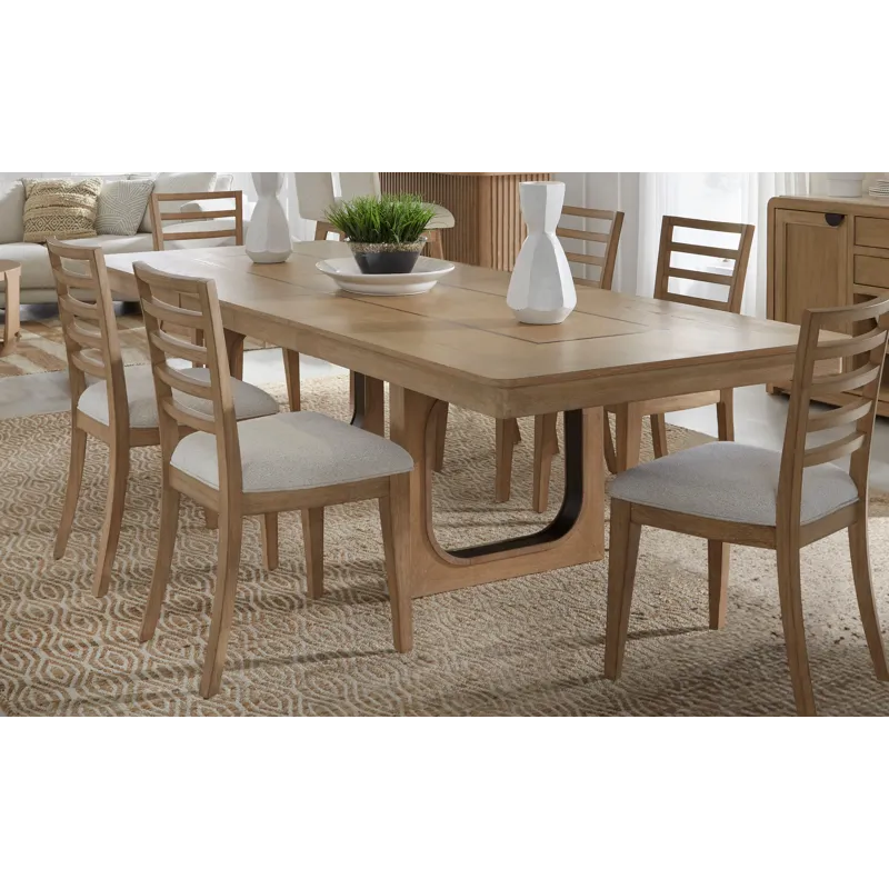 Escape Dining 84 Inch Rectangular Table with 6 Ladderback Chairs