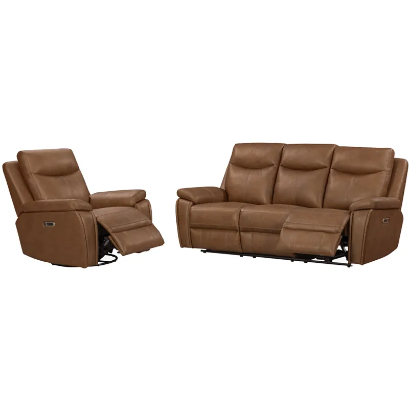Veracruz Vintage Tan Zero Gravity Power Reclining Sofa and Recliner