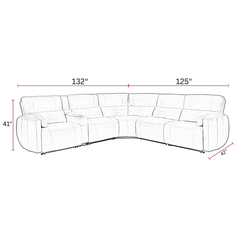 Modesto Buttercream 6 Piece Modular Power Reclining Sectional with Power Adjustable Headrests