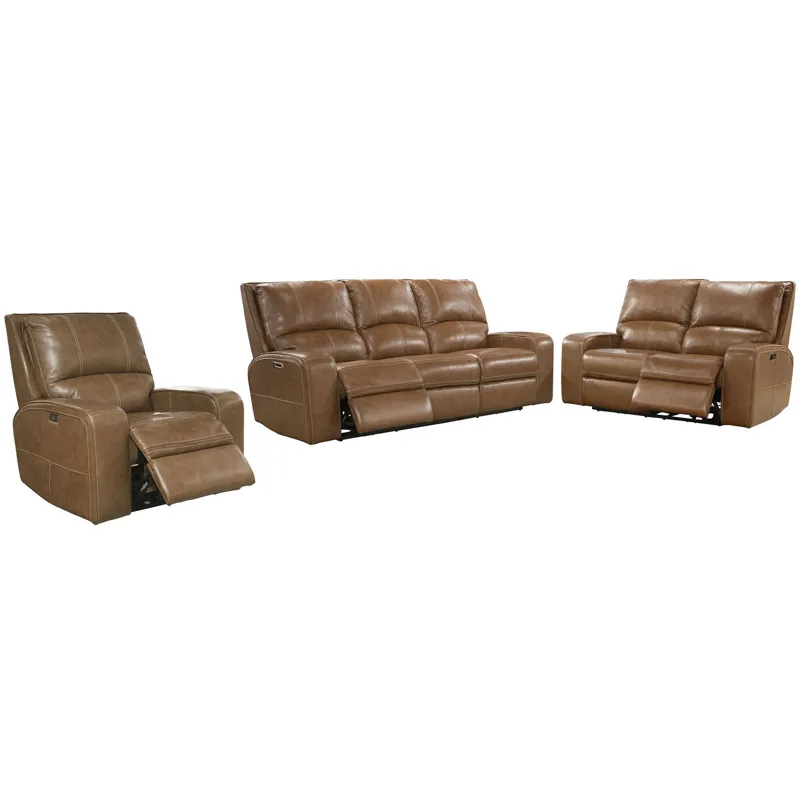 Swift Bourbon Power Reclining Sofa Loveseat and Recliner