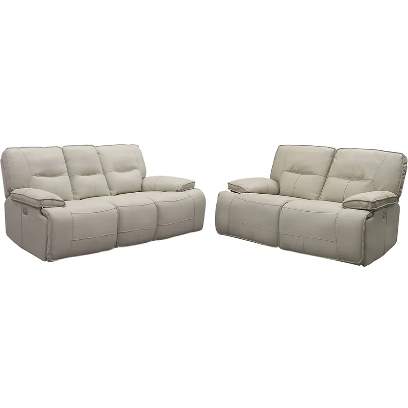 Spartacus Oyster Power Reclining Sofa and Loveseat