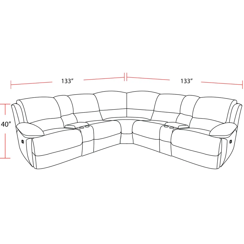 Gladiator Sky 7 Piece Modular Power Zero Gravity Reclining Sectional with Power Adjustable Headrests