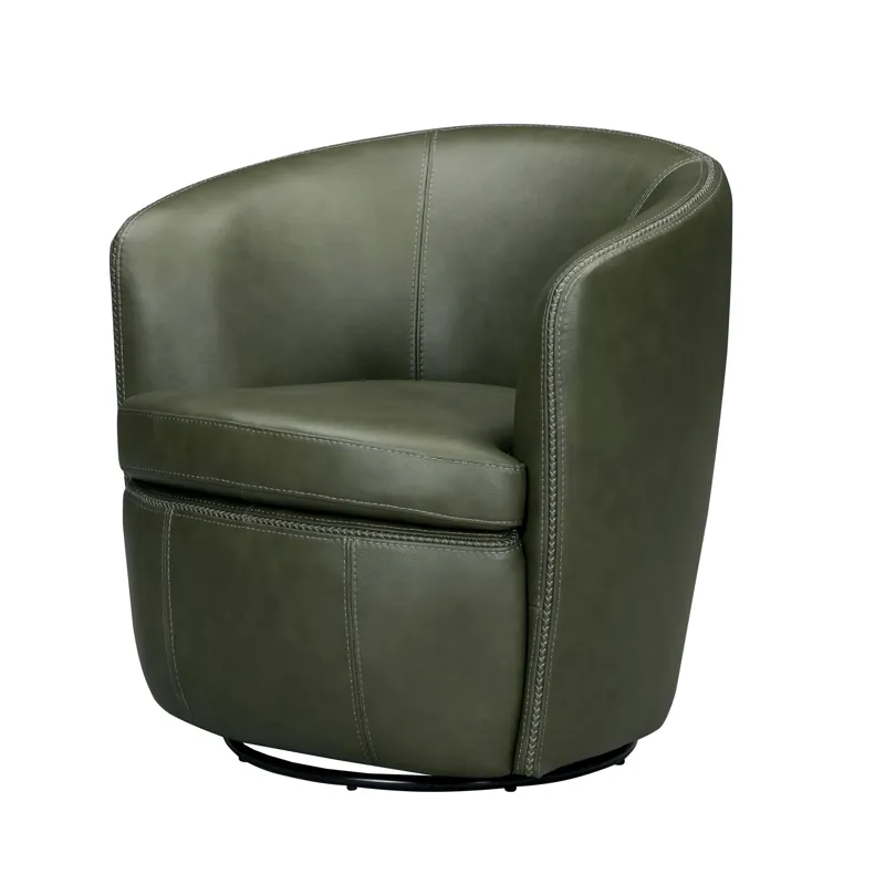 Barolo Lyric Sage 100% Italian Leather Swivel Club Chair Two Pack