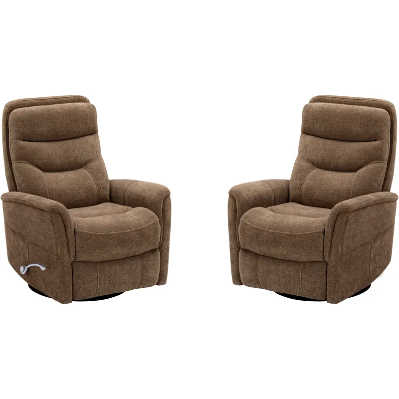 Gemini Snazzy Shiitake Manual Swivel Glider Recliner Two Pack