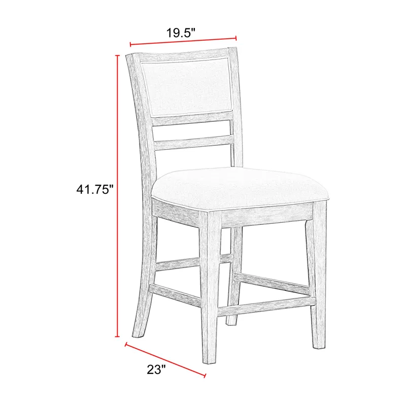 Breckenridge Dining 72 Inch Rectangular Counter Table with 4 Upholstered Stools and Buffet Server