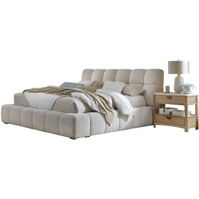 Escape Bedroom King Upholstered Bed and Nightstand