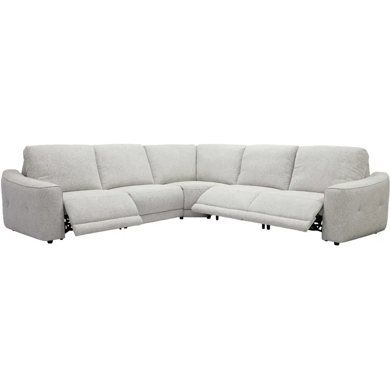 Julianna Crisp Taupe 5 Piece Power Reclining Sectional with Power Headrests