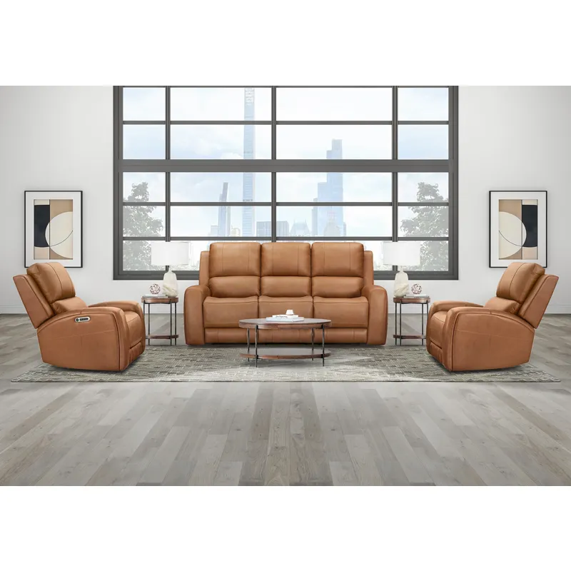 Belmont Lyric Caramel Zero Gravity Power Reclining Sofa and 2 Recliners