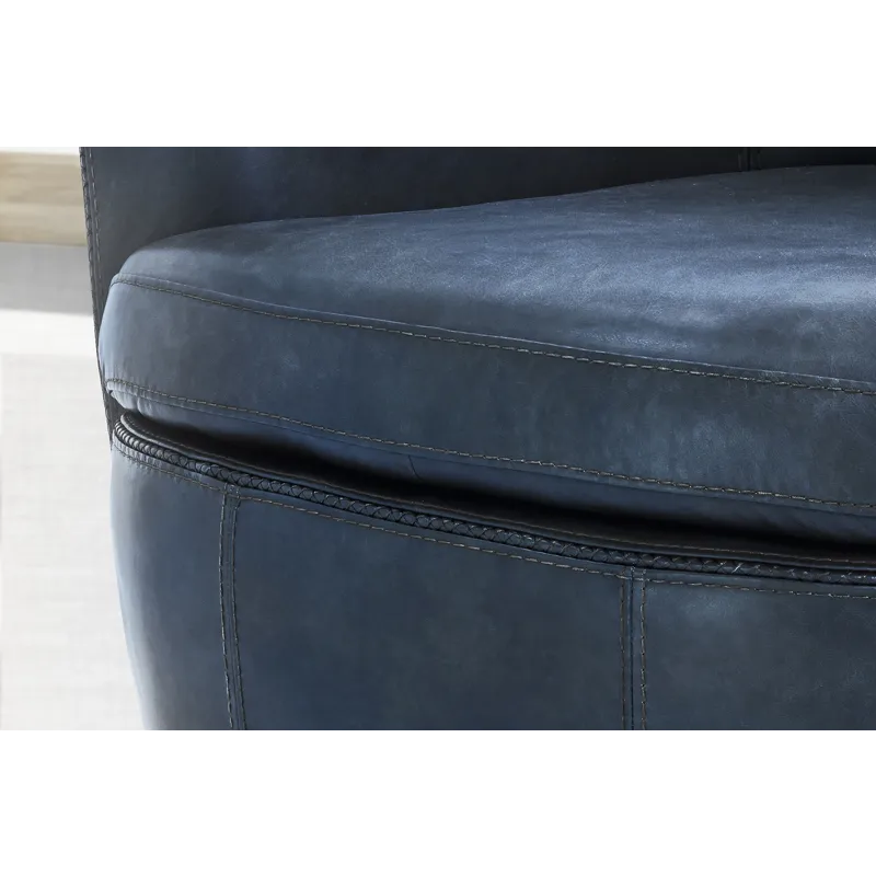 Barolo Vintage Navy 100% Italian Leather Swivel Club Chair Two Pack