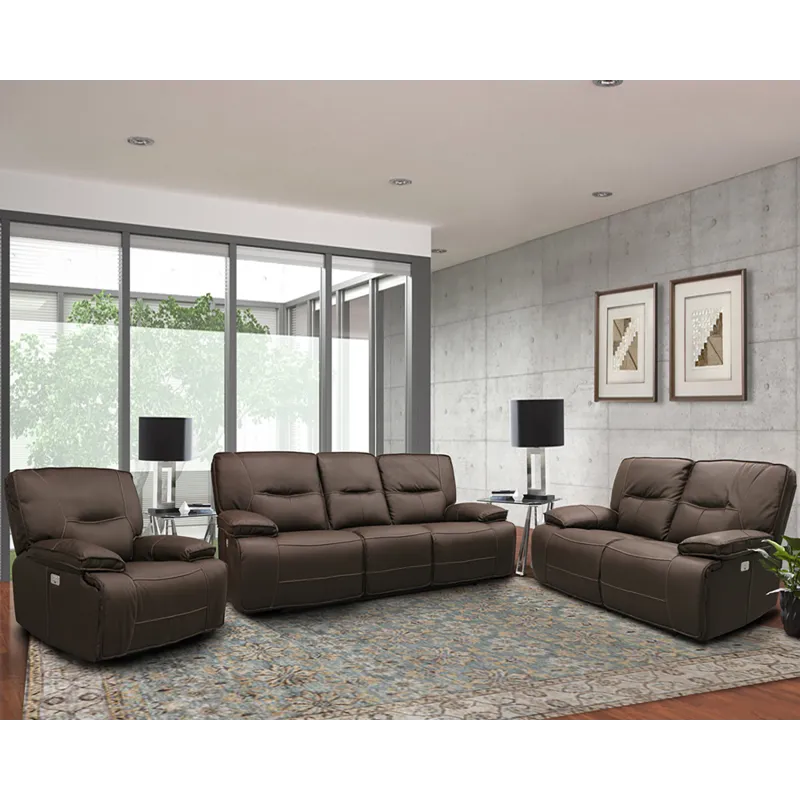 Spartacus Chocolate Power Reclining Sofa Loveseat and Recliner