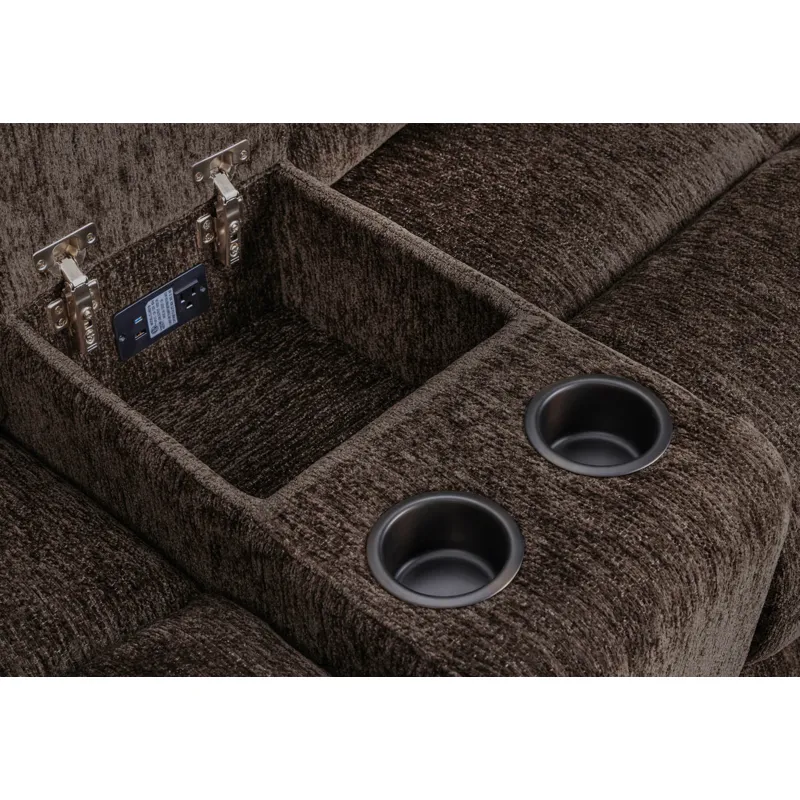 Bronco Plush Umber 7 Piece Modular Zero Gravity Power Reclining Sectional with Power Adjustable Headrests