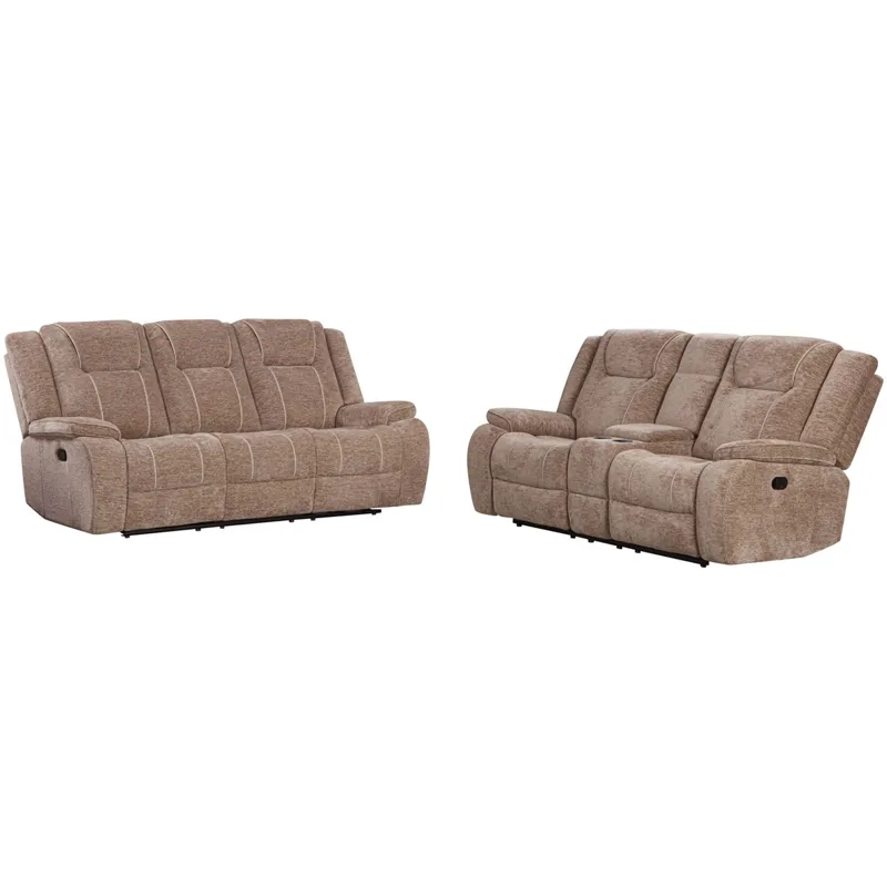 Bruno Plush Tobacco Manual Sofa and Loveseat