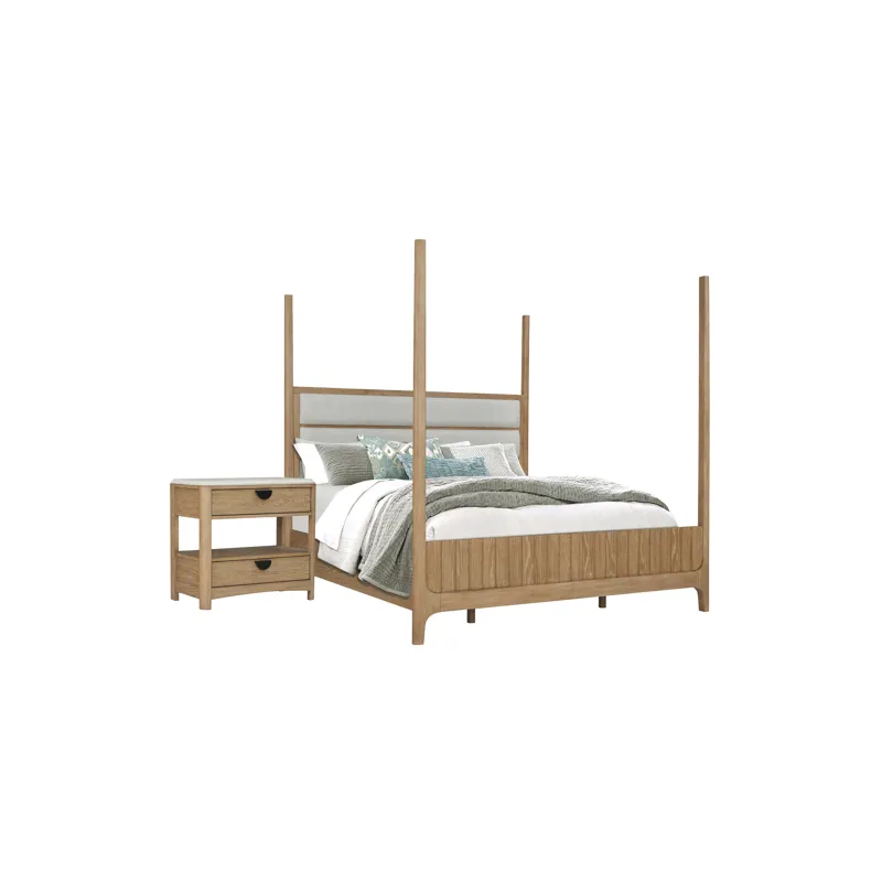Escape Bedroom Queen Poster Bed and Nightstand