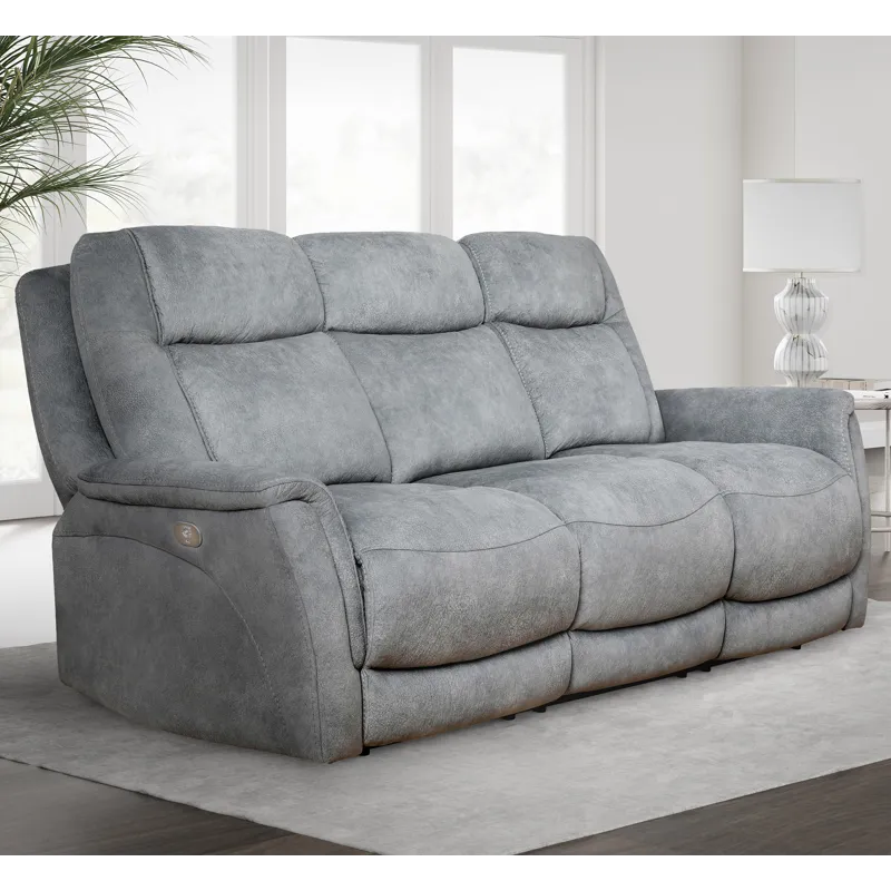 Linus Hudson Grey Power Reclining Sofa and Two Recliners