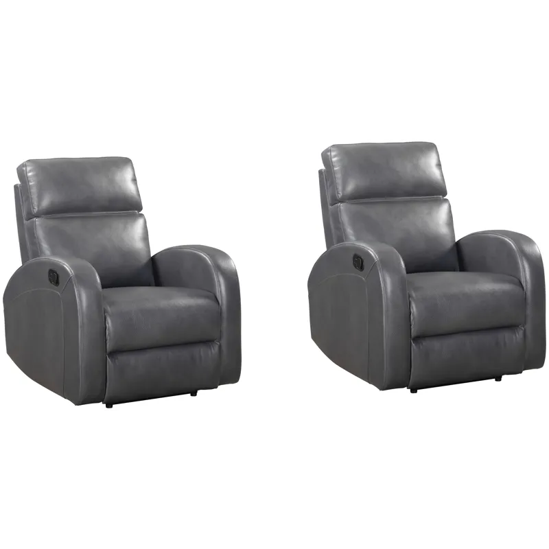 Devin Pebble Grey Manual Recliner Two Pack