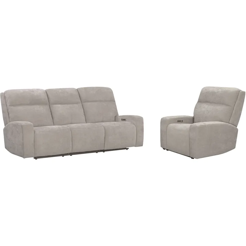 Traxton Jasper Taupe Power Zero Gravity Sofa and Recliner