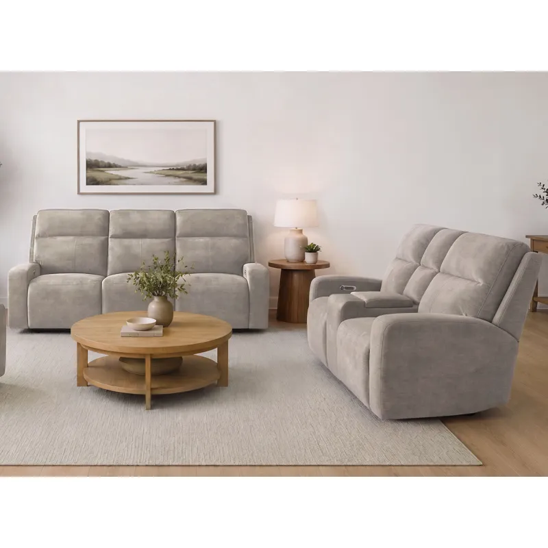 Traxton Jasper Taupe Power Zero Gravity Sofa and Loveseat