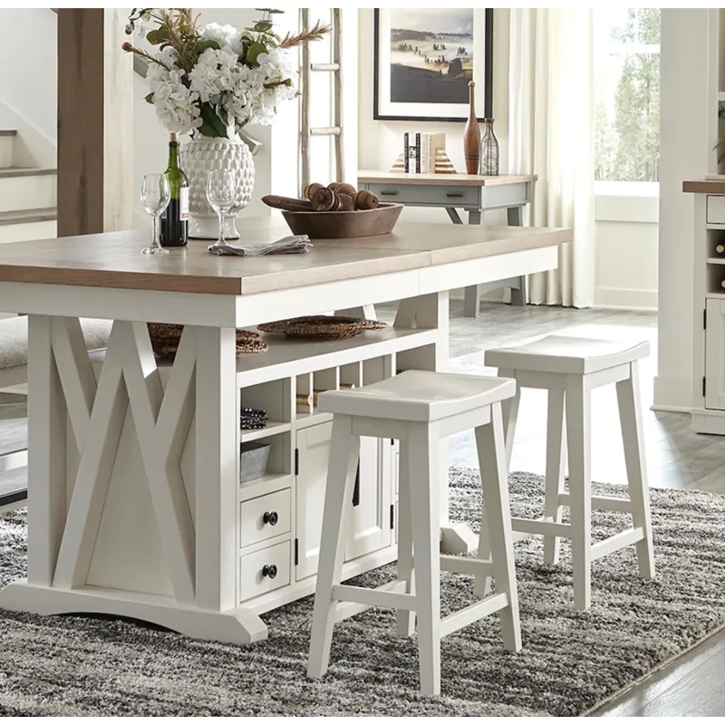 Americana Modern Dining 72 inch Island Counter Height Extendable Dining Table