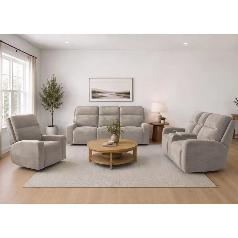 Traxton Jasper Taupe Power Zero Gravity Sofa Loveseat and Recliner