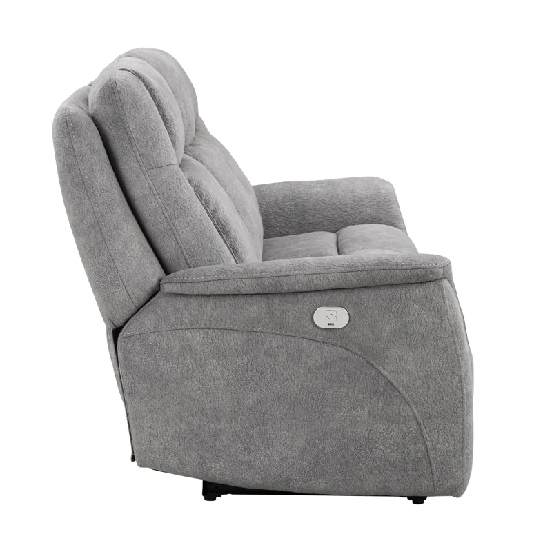 Linus Hudson Grey Power Reclining Sofa and Two Recliners